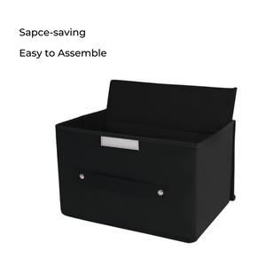 Qoolish Pack of 2 Black Storage Box with Lid