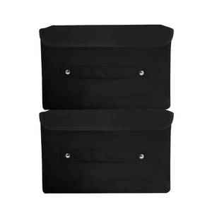 Qoolish Pack of 2 Black Storage Box with Lid