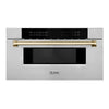 ZLINE Autograph Edition 30-Inch 1.2 cu. ft. Built-In Microwave Drawer in Stainless Steel with Accents with Gold Trim (MWDZ-30-G)