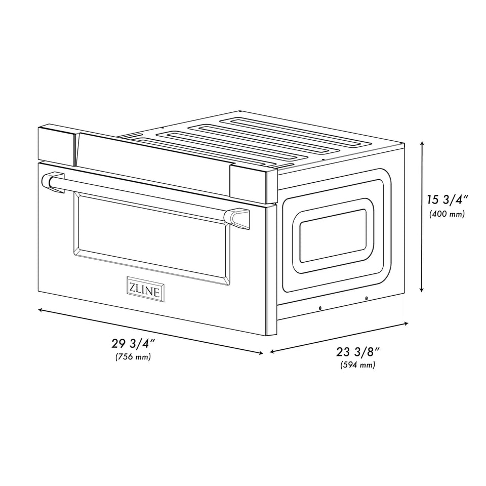 ZLINE Autograph Edition 30-Inch 1.2 cu. ft. Built-In Microwave Drawer in Stainless Steel with Accents with Gold Trim (MWDZ-30-G)