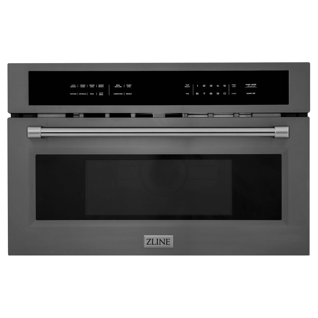 ZLINE 30-Inch 1.6 cu ft. Built-in Convection Microwave Oven in Black Stainless Steel with Speed and Sensor Cooking (MWO-30-BS)